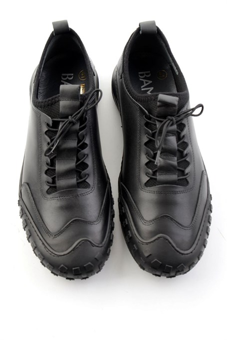 Siyah Hakiki Deri Erkek Sneaker E01076378503