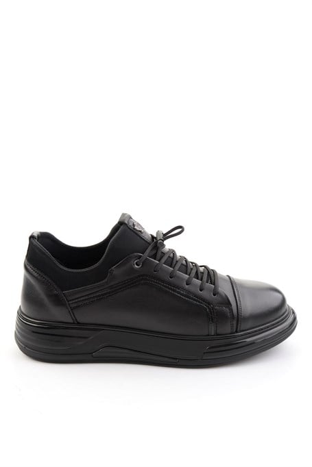 Siyah Hakiki Deri Erkek Sneaker E01080217043