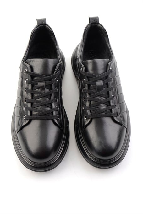 Siyah Hakiki Deri Erkek Sneaker E01080218443