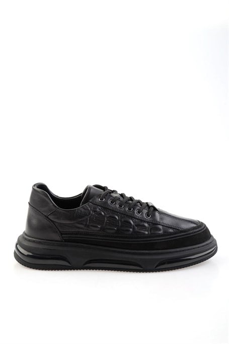 Siyah Hakiki Deri Erkek Sneaker E01080219003