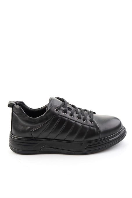 Siyah Hakiki Deri Erkek Sneaker E01080218443