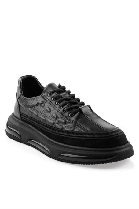 Siyah Hakiki Deri Erkek Sneaker E01080219003