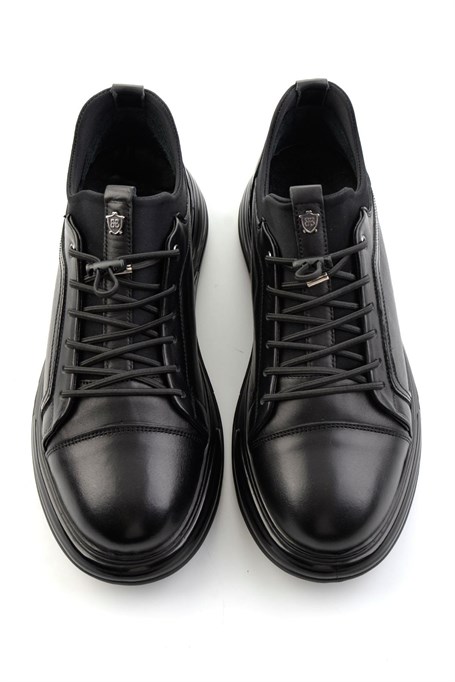 Siyah Hakiki Deri Erkek Sneaker E01080217043