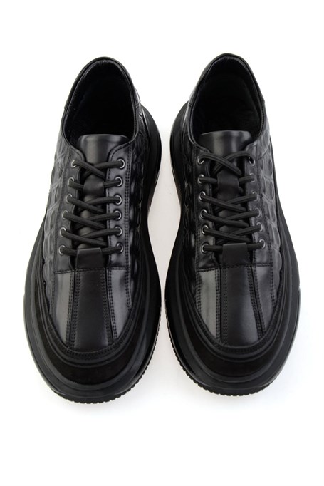 Siyah Hakiki Deri Erkek Sneaker E01080219003