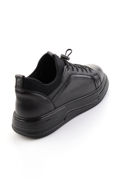 Siyah Hakiki Deri Erkek Sneaker E01080217043