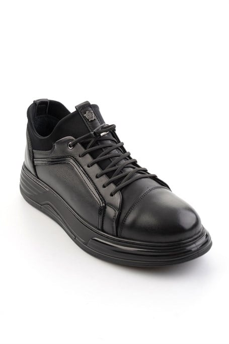 Siyah Hakiki Deri Erkek Sneaker E01080217043