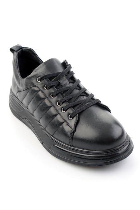 Siyah Hakiki Deri Erkek Sneaker E01080218443