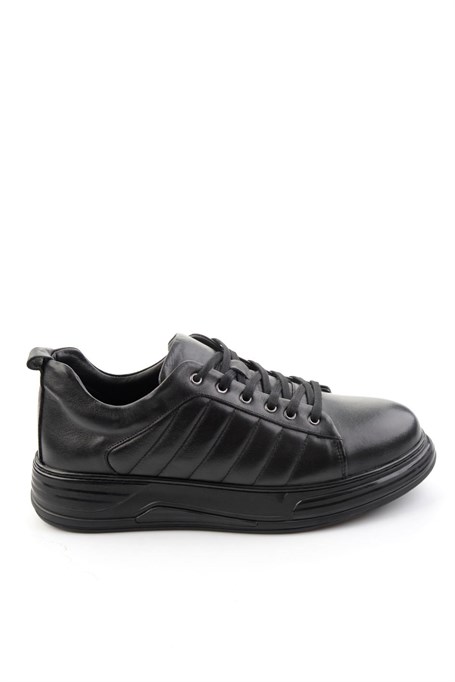 Siyah Hakiki Deri Erkek Sneaker E01080218443