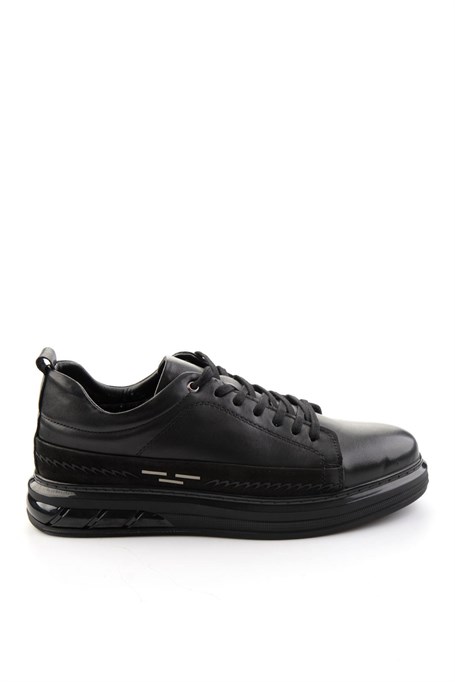 Siyah Hakiki Deri Erkek Sneaker E01080226343