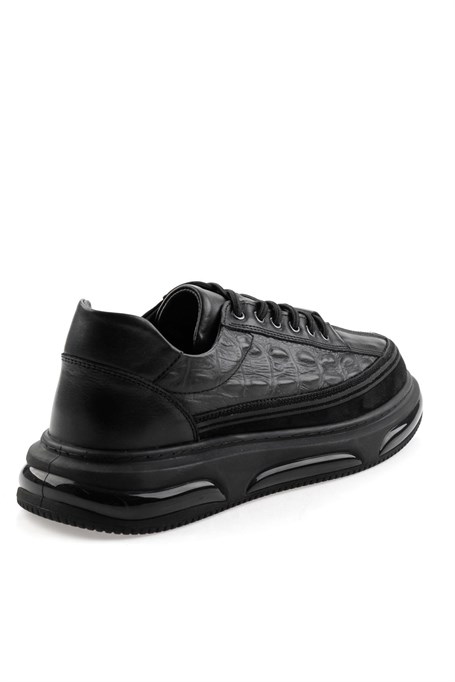 Siyah Hakiki Deri Erkek Sneaker E01080219003