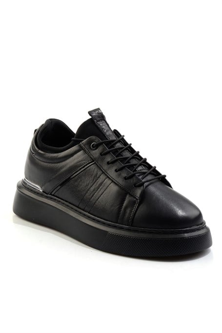 Siyah Hakiki Deri Erkek Sneaker E01082010403