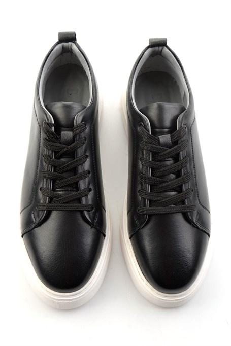 Siyah Hakiki Deri Erkek Sneaker E01082102043