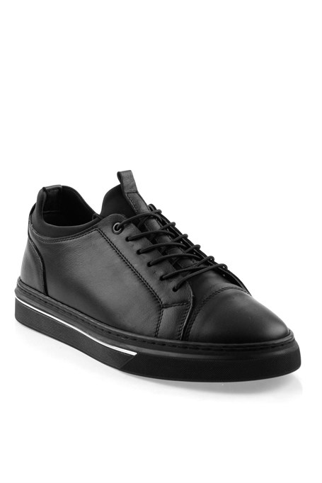Siyah Hakiki Deri Erkek Sneaker E01082000603