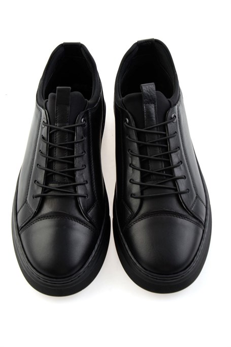 Siyah Hakiki Deri Erkek Sneaker E01082000603