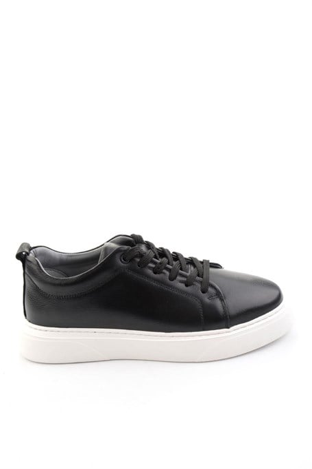 Siyah Hakiki Deri Erkek Sneaker E01082102043