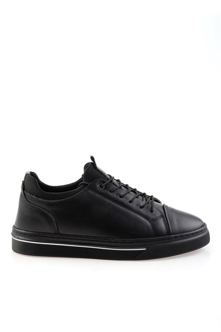 Siyah Hakiki Deri Erkek Sneaker E01082000603