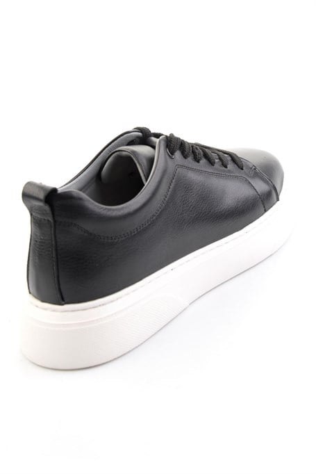 Siyah Hakiki Deri Erkek Sneaker E01082102043