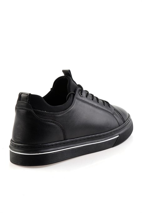 Siyah Hakiki Deri Erkek Sneaker E01082000603