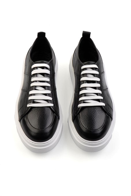 Siyah Hakiki Deri Erkek Sneaker E01083018003