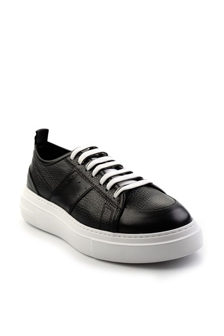 Siyah Hakiki Deri Erkek Sneaker E01083018003
