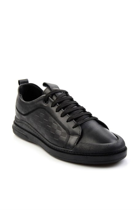 Siyah Hakiki Deri Erkek Sneaker E01084240703