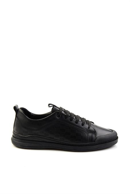 Siyah Hakiki Deri Erkek Sneaker E01084240703