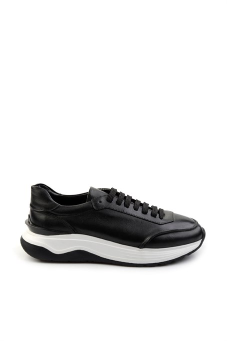 Siyah Hakiki Deri Erkek Sneaker E01087115603