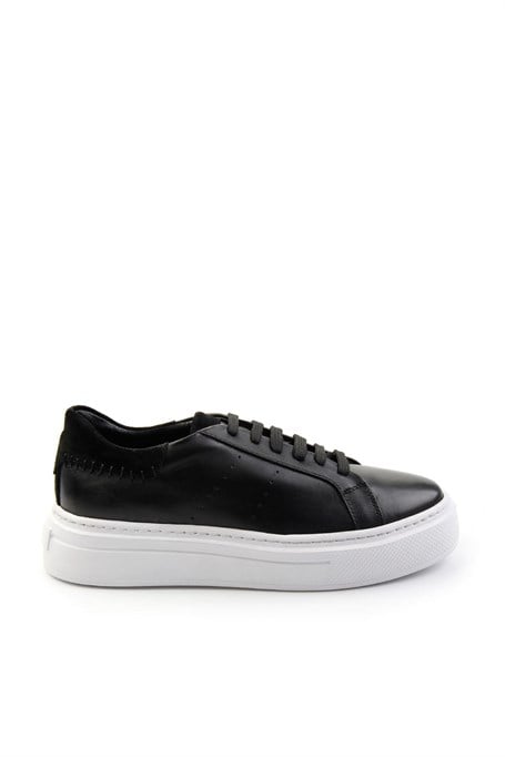 Siyah Hakiki Deri Erkek Sneaker E01087114303