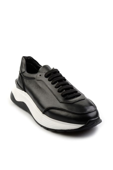 Siyah Hakiki Deri Erkek Sneaker E01087115603