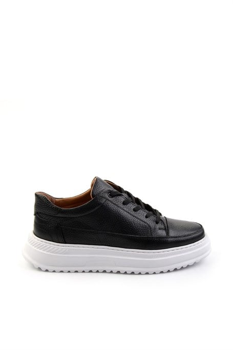 Siyah Hakiki Deri Erkek Sneaker E01304005503