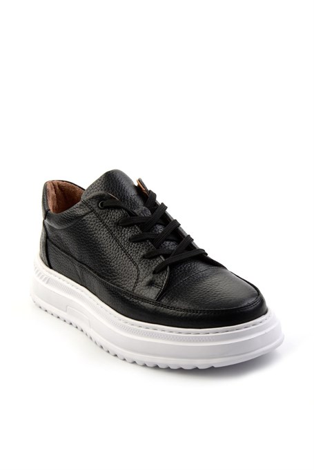 Siyah Hakiki Deri Erkek Sneaker E01304005503
