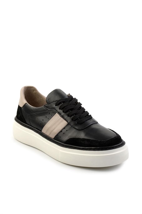 Siyah Hakiki Deri Erkek Sneaker E01304513843