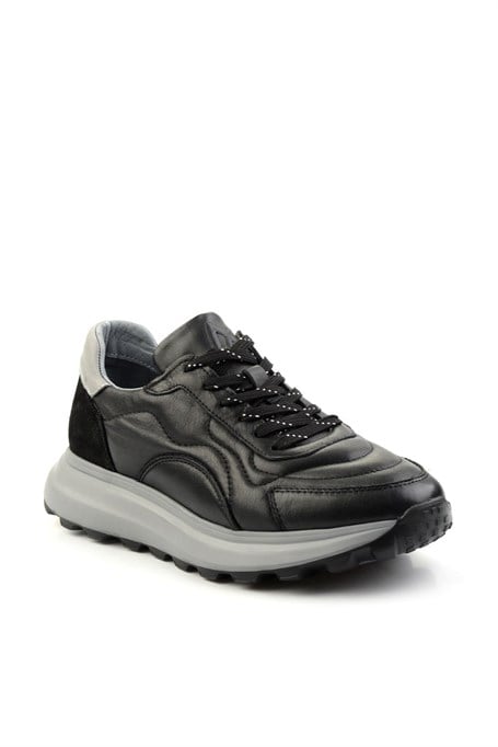 Siyah Hakiki Deri Erkek Sneaker E01347071943