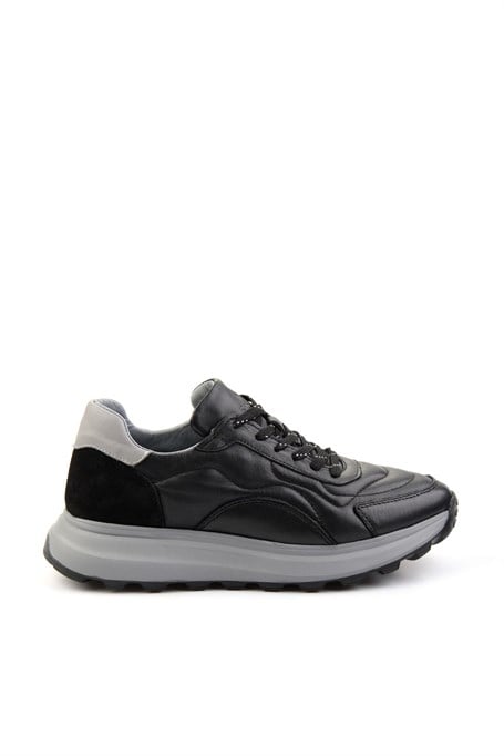 Siyah Hakiki Deri Erkek Sneaker E01347071943