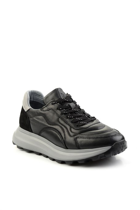 Siyah Hakiki Deri Erkek Sneaker E01347071943