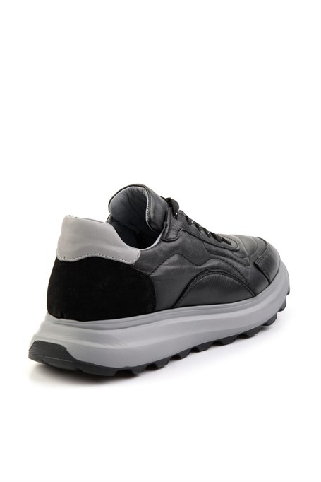 Siyah Hakiki Deri Erkek Sneaker E01347071943