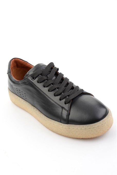 Siyah Hakiki Deri Erkek Sneaker E01396009903