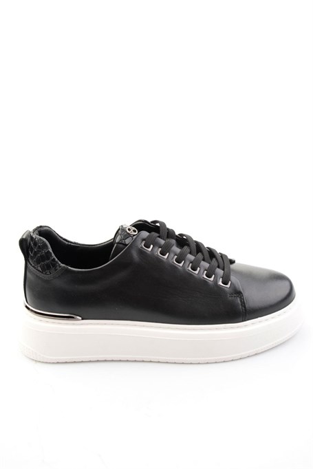 Siyah Hakiki Deri Erkek Sneaker E01398070943