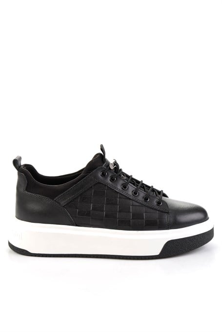 Siyah Hakiki Deri Erkek Sneaker E01401021343
