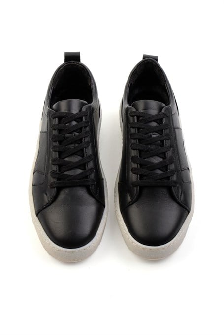 Siyah Hakiki Deri Erkek Sneaker E01442500643