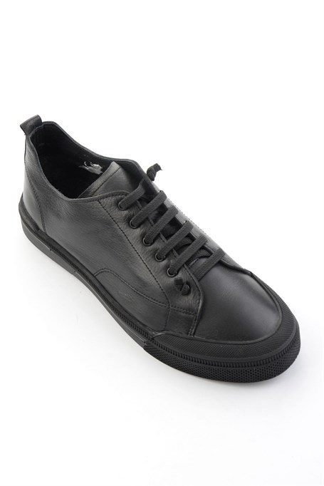 Siyah Hakiki Deri Erkek Sneaker E01585773443
