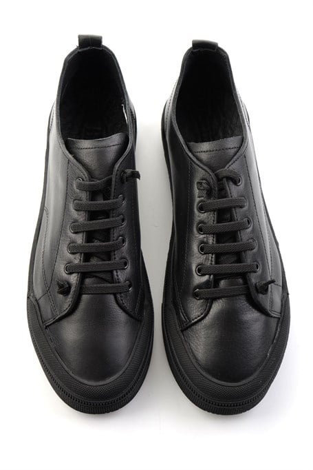 Siyah Hakiki Deri Erkek Sneaker E01585773443