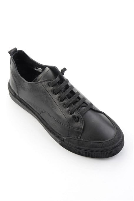 Siyah Hakiki Deri Erkek Sneaker E01585773443