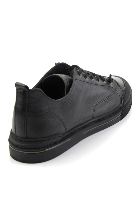 Siyah Hakiki Deri Erkek Sneaker E01585773443