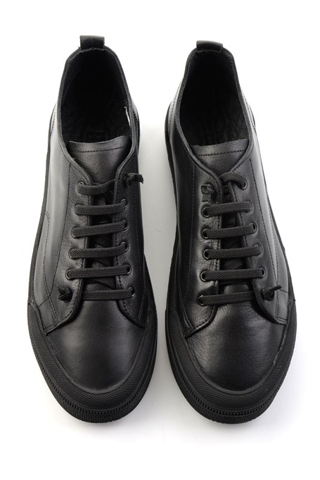 Siyah Hakiki Deri Erkek Sneaker E01585773443