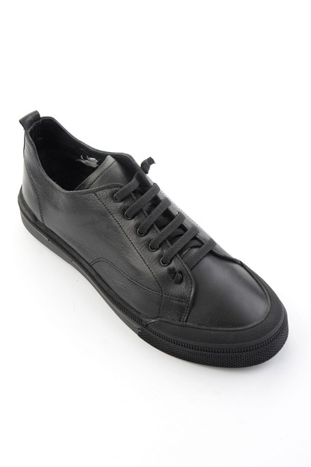 Siyah Hakiki Deri Erkek Sneaker E01585773443