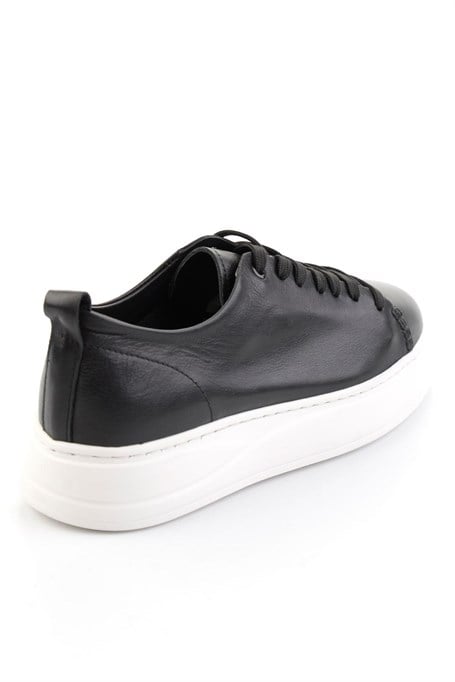 Siyah Hakiki Deri Erkek Sneaker E01593202503