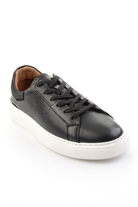 Siyah Hakiki Deri Erkek Sneaker E01595327543