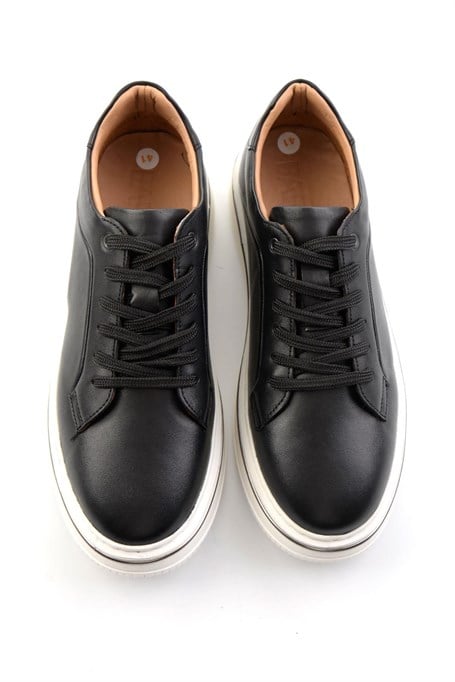 Siyah Hakiki Deri Erkek Sneaker E01595142043