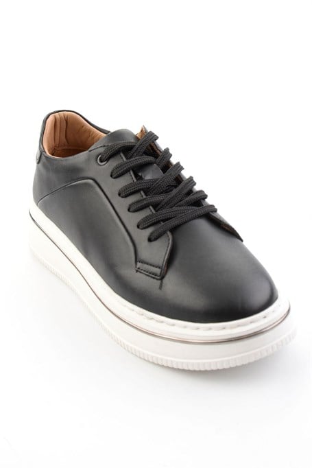 Siyah Hakiki Deri Erkek Sneaker E01595142043